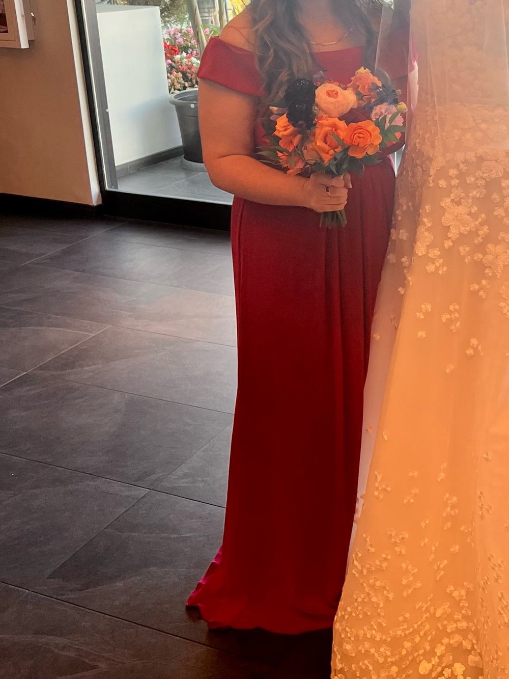 Adrianna Papell Pink Chiffon off The Shoulder Gown - Picture 10 of 10